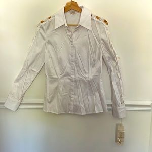 Etcetera - NWT- White Collared Blouse with Sleeve Cutout - Size 4